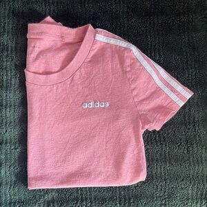 Adidas woman Pink Tee with White Stripes